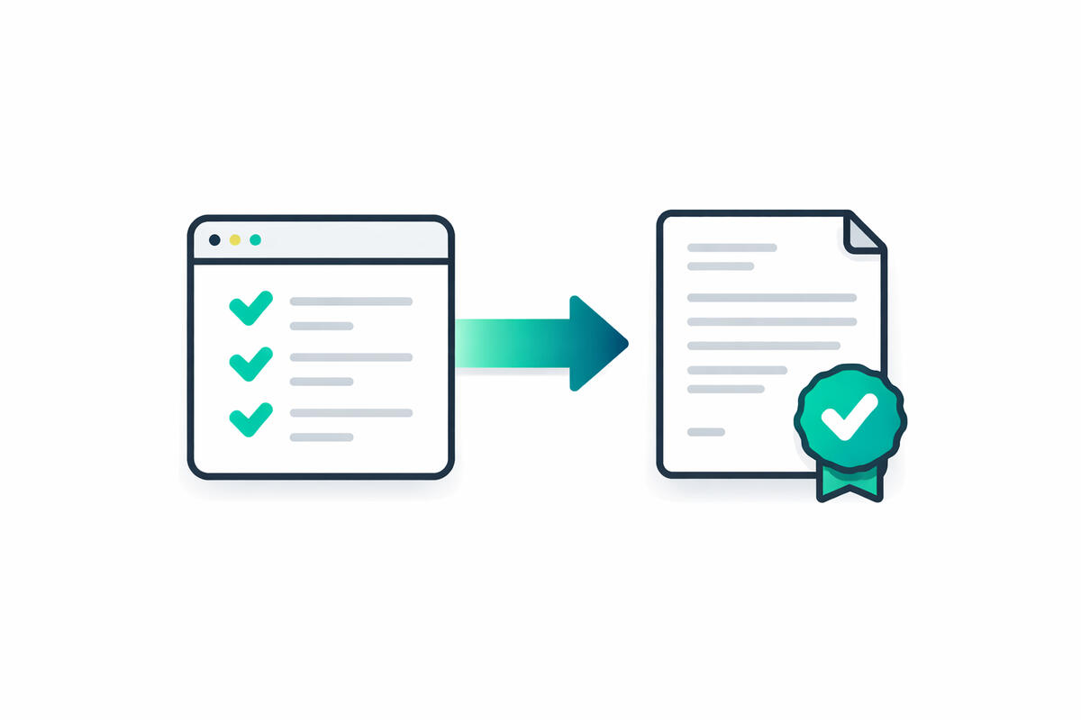 draftsmart-document-automation-workflow A visual representation of transforming a manual checklist into a certified, automated DraftSmart document template for increased accuracy.